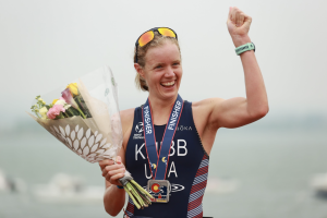 At the 2024 Summer Olympics in Paris, Taylor Knibb ’16 won a silver medal for the United States in mixed triathlon relay team event.